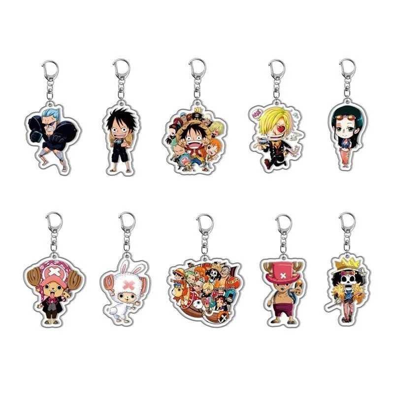 Móc khóa One Piece Anime Mica Acrylic Hình Luffy Zoro Sanji Chopper Ace Law Figure Chibi Dễ Thương T