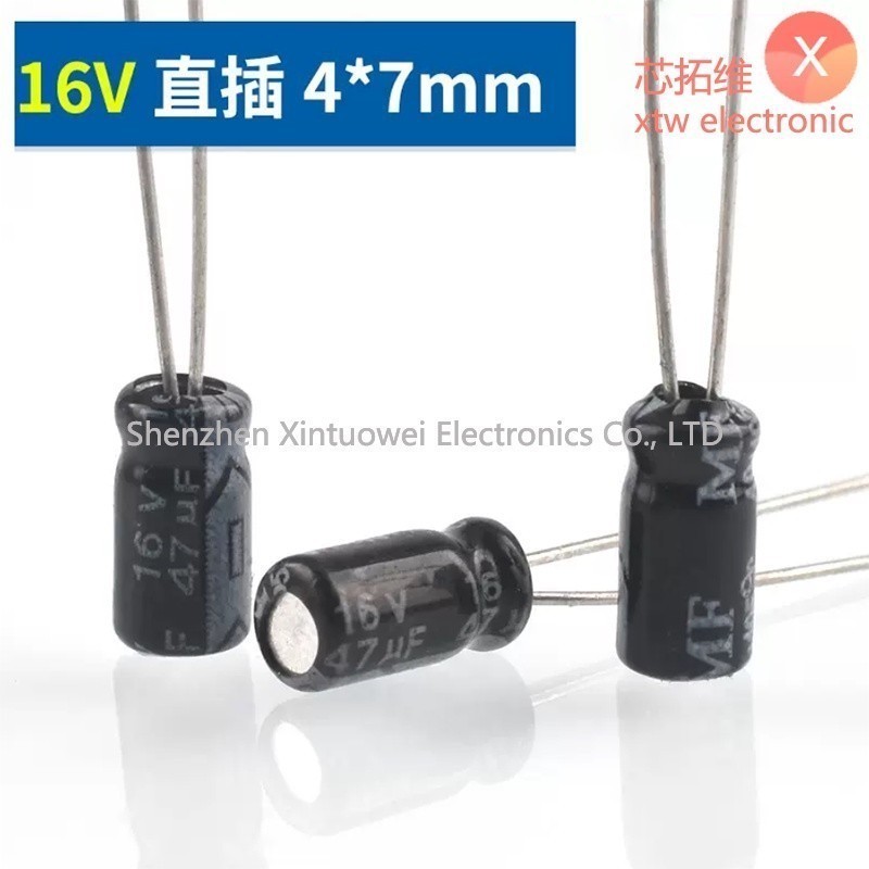 (50 Cái) Tụ Điện Nhôm 16V 47UF Tụ 47uF16V DIP-2 4x7mm In-line