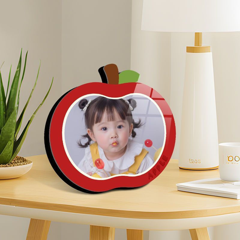 JUA Customized children's photo frame display piece, cute apple-shaped photo frame, baby photo selfi