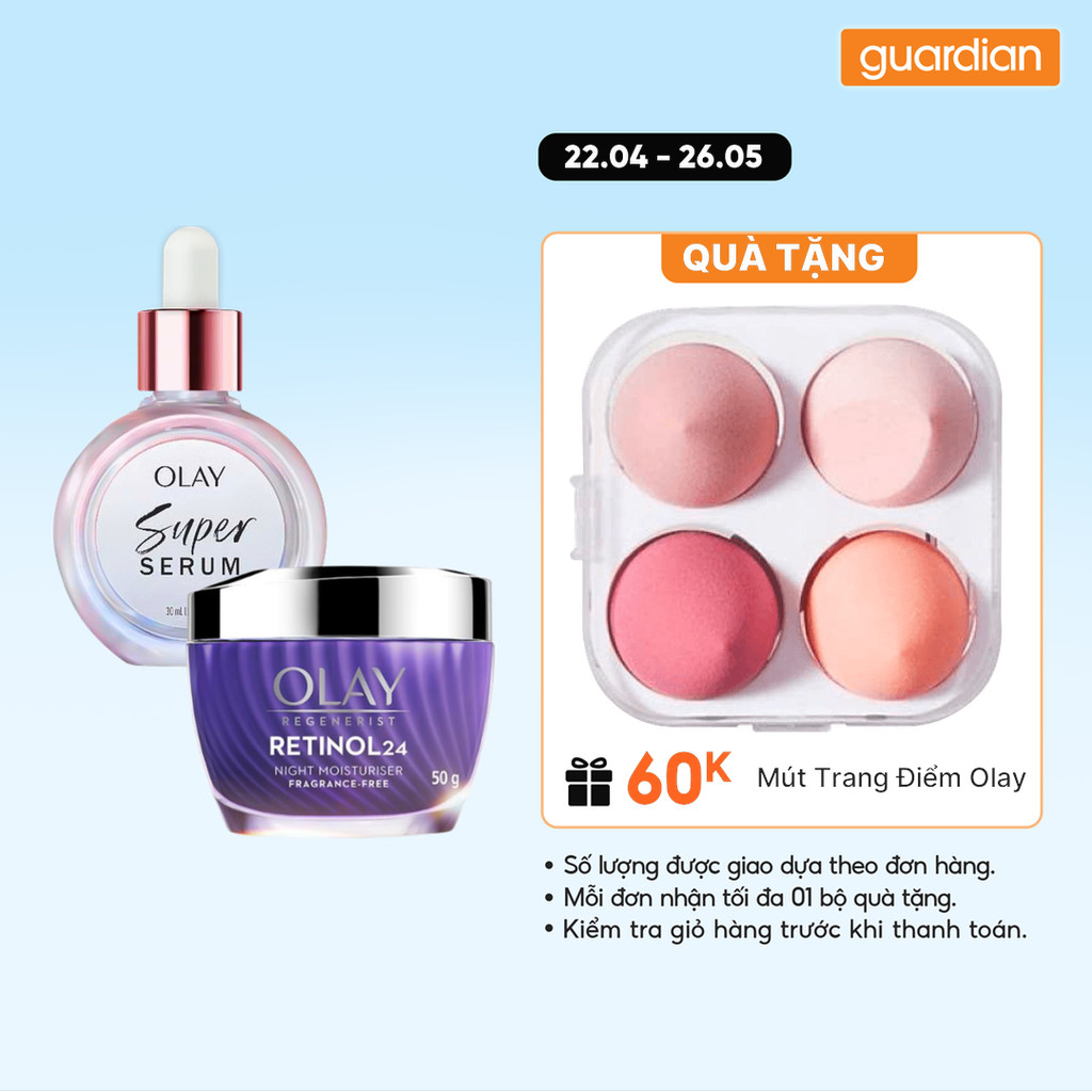 Combo Tinh Chất Serum Olay Super Serum 30Ml & Kem Dưỡng Regenerist Retinol 24 Night Moisturiser Olay