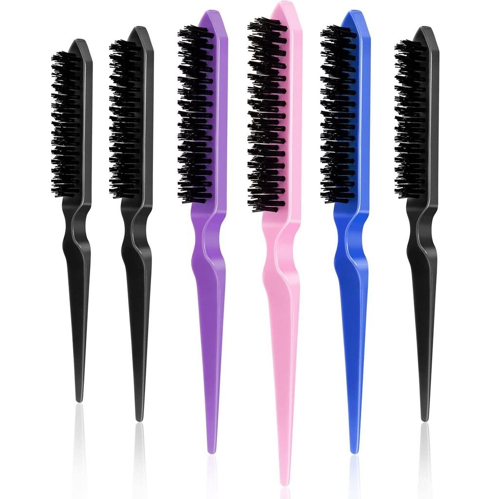 Bộ cọ trêu chọc Yaomiao 6 chiếc, Lược đuôi chuột Nylon 3 hàng cho tóc mịn, Lược chải lưng, Nâng rễ, 