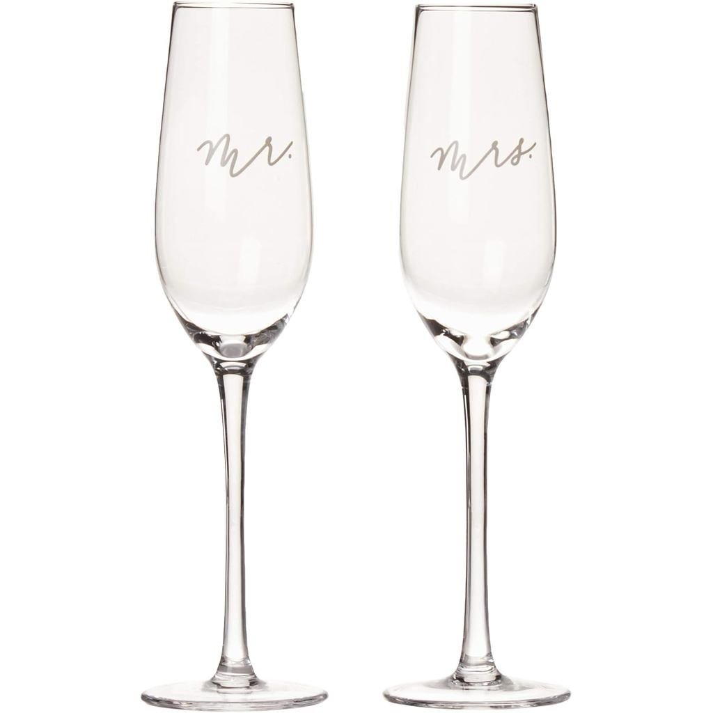 Đầu Lê Ông & Bà Bộ sáo Champagne - Kính nướng đám cưới thanh lịch của anh ấy và cô ấy cho các bữa ti