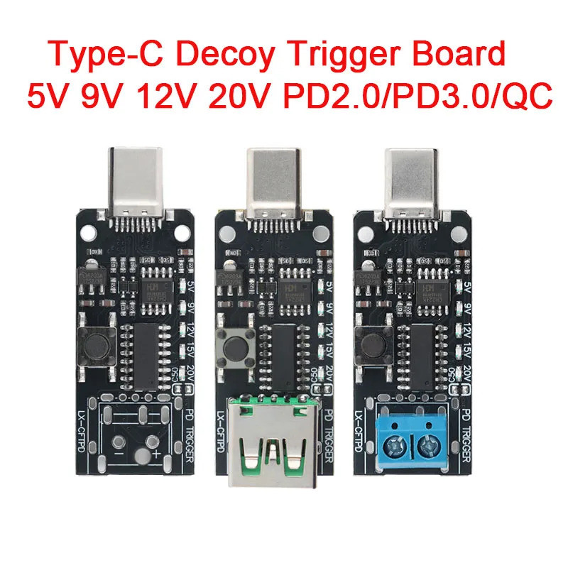 100W 5A USB Type-C Nam PD / QC Decoy Trigger Board 5V 9V 12V 20V Đầu ra PD 2.0 3.0 Bộ chuyển đổi kíc