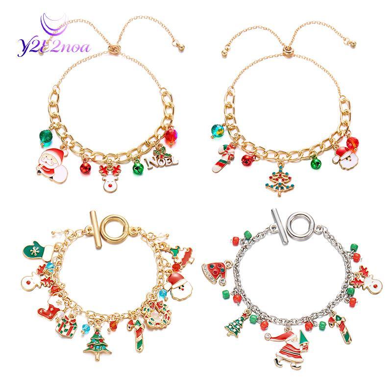 Y2E2noa Thời Trang Ông Già Noel Người Tuyết Ngôi Sao Cây Giáng Sinh Mặt Dây Chuyền Vòng Tay Nữ Có Th