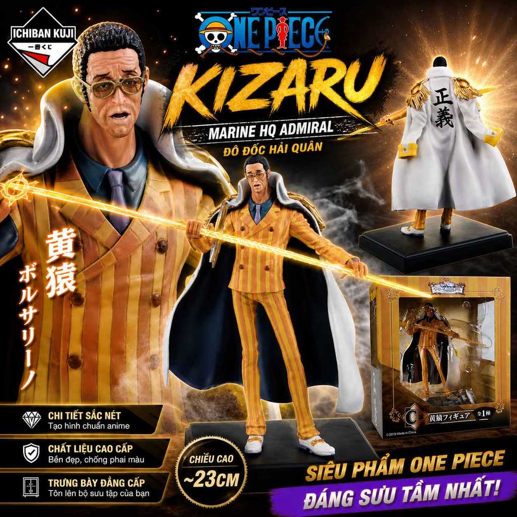 Mô Hình One Piece Hải Quân Aokiji Kuzan & Kizaru Ichiban Kuji – Đô Đốc Marineford Đỉnh Cao | Figure 