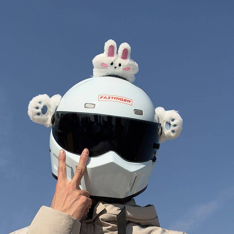 Ear Helmet Ornaments Accessories Locomotive Electric Bicycle Helmet Decoration Plush Accessories Qyl
