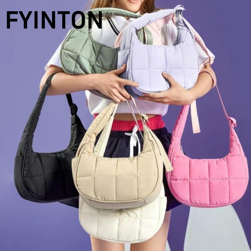 Túi Nách FYINTON, Túi Xách Nylon Chống Thấm Nước, Túi Đeo Vai Puffy Quilted Puffy Dung Tích Lớn Thời