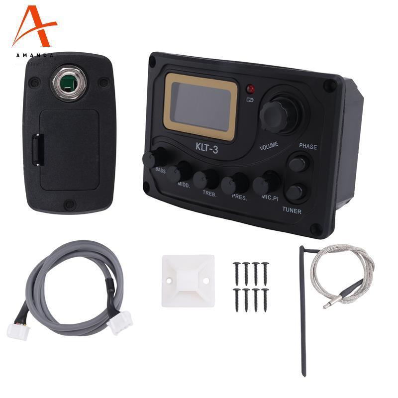 4 Band EQ Equalizer -3 Acoustic Guitar EQ Preamp với Digital Tuner Guitar Pickup