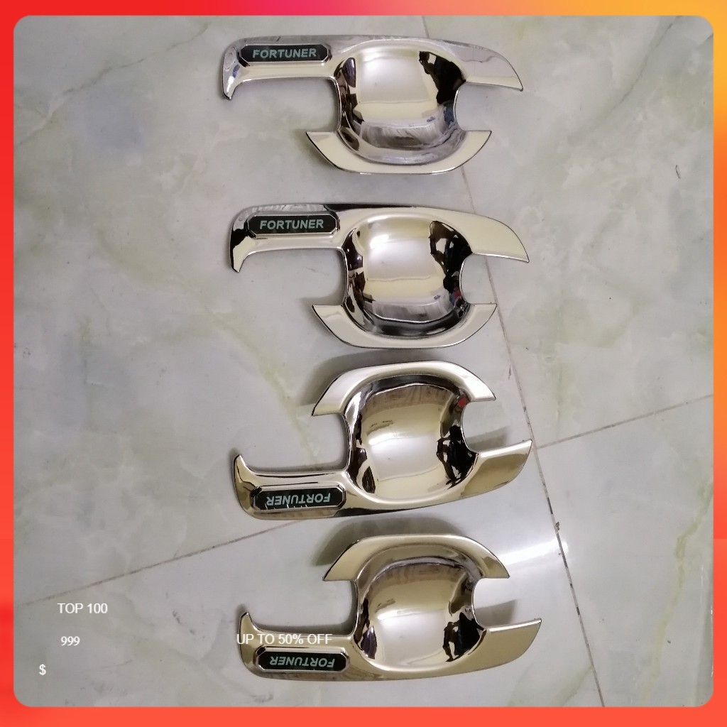 ☘️FORTUNER ☘️ - Bộ ốp Hõm cửa mạ crom xe Toyota Fortuner các form 2006 đến 2015 mẫu chữ Fortuner đen