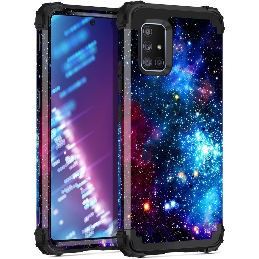 Ốp lưng Miqala cho Galaxy A71 5G, Ốp lưng nhựa cứng chống sốc ba lớp sáng bóng trong bóng tối + Ốp b