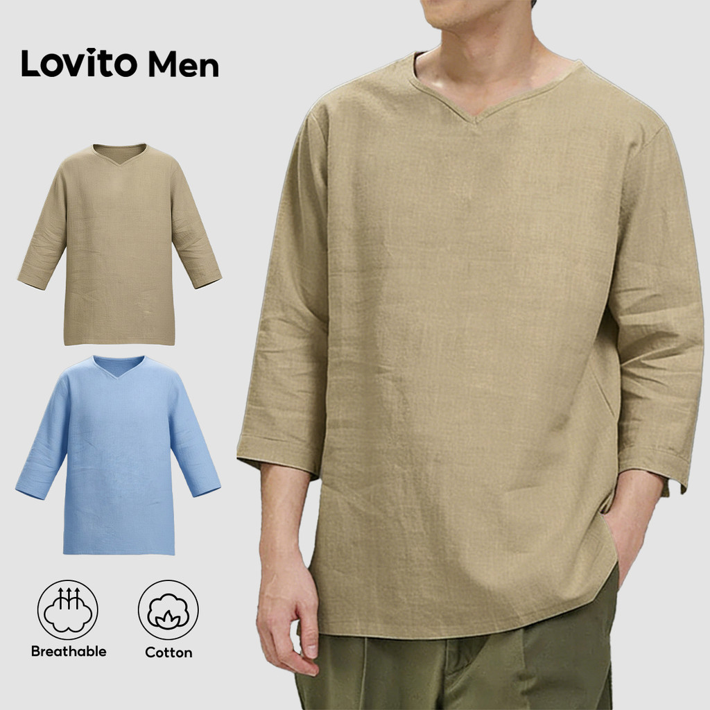 Lovito Men  Áo sơ mi nam kaki dáng thường. LNE138120