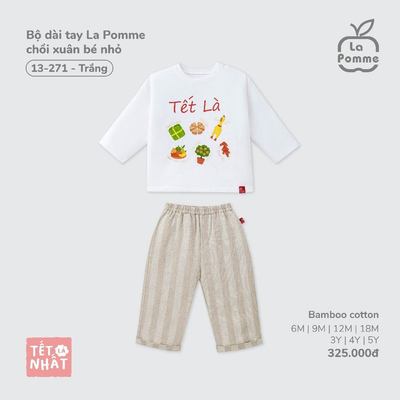 Bộ dài tay La Pomme chồi xuân bé nhỏ - Sợi Bamboo Cotton mềm mại, hỗ trợ kháng khuẩn – Bé trai/gái - 6M - 5Y