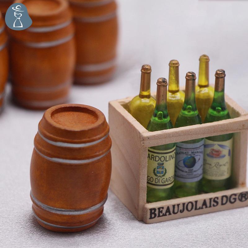 [PAANDAB] Mini Gỗ Đỏ Thu Nhỏ Bia Vỏ Bia Bia Keg Cho Búp Bê Trang Trí Nhà JOO
