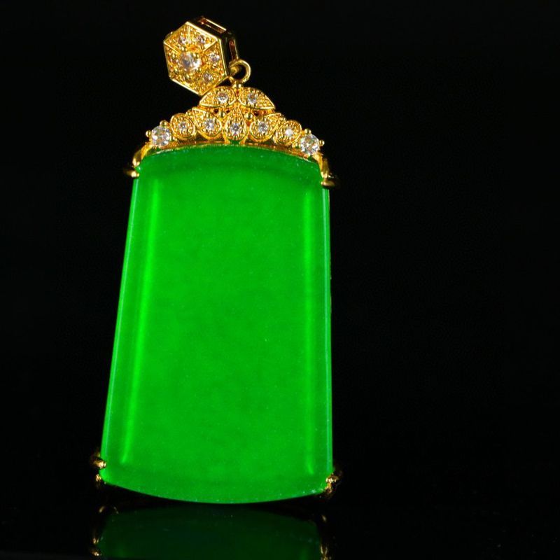 Mặt dây chuyền jadeite wuwu chính hãng Zhengyang, thiết kế kẻ sọc, màu xanh đậm tự nhiên - Ngày 26 t