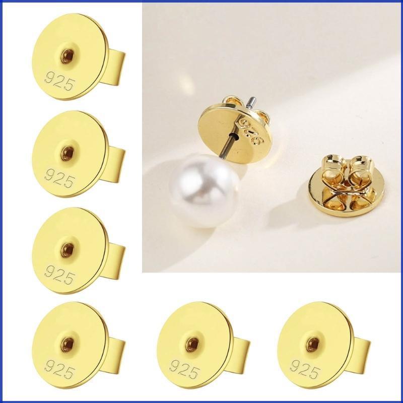 10pcs Round Disc Earring Stoppers Butterfly Clasp Ear Closures Plug for Earrings