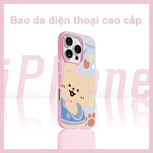 Ốp Lưng iPhone Gấu Bông Happy Màu Dễ Thương  iP 11/12/13/14/15/16/17/Plus/Pro/Max