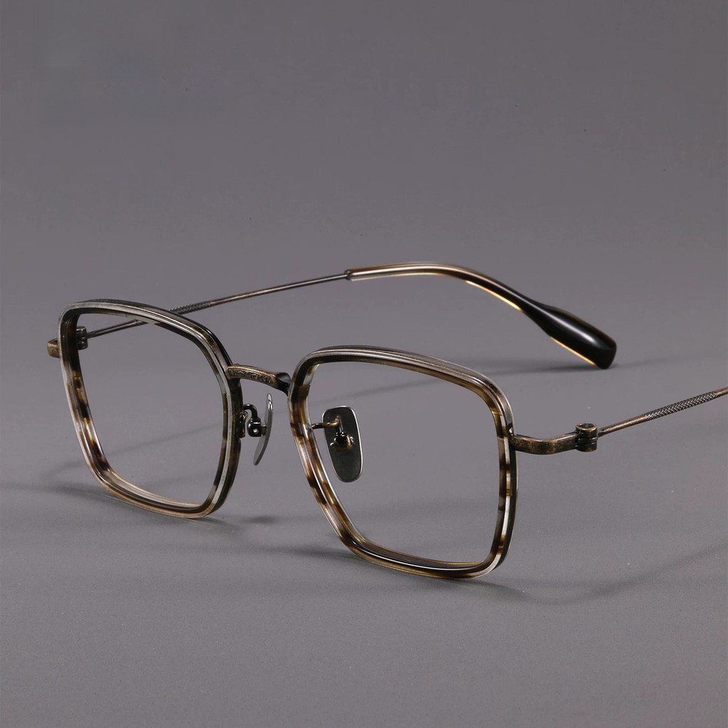 Retro Titan + Acetate Kính Mắt Nam Nữ Vuông Mặt Lớn Kính Mắt 1051