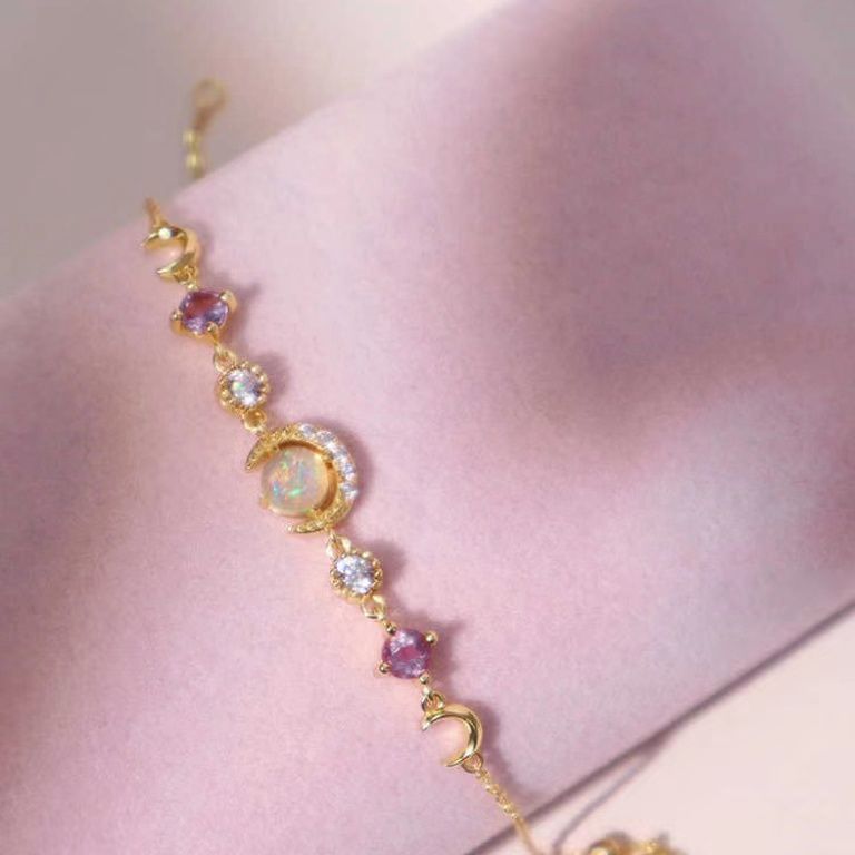 [Xinyue Dreamland] Vòng tay bạc opal stone water fine sterling thiết kế thanh lịch, nhẹ nhàng - Phù 
