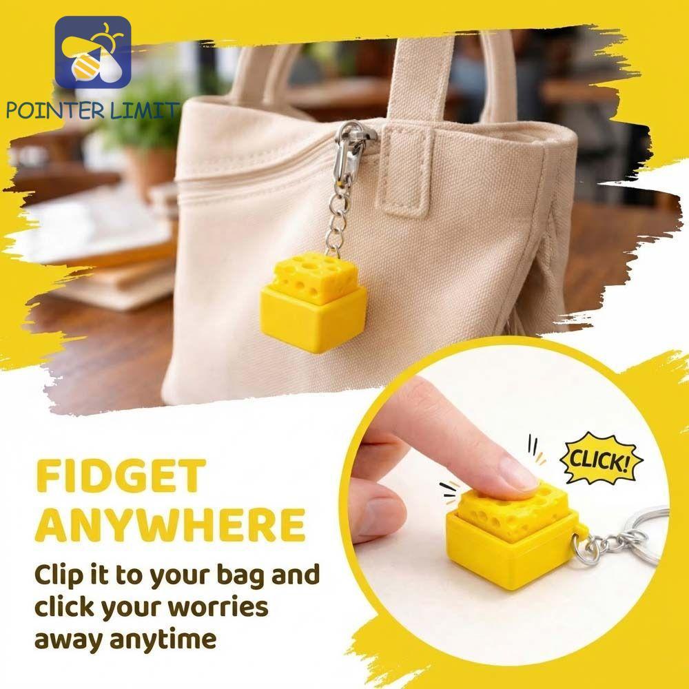 POINTER LIMIT Bàn Phím Phô Mai, Vui Nhộn Bóp Âm Thanh Phô Mai Clicker Fidget Móc Khóa, Mới Di Động B