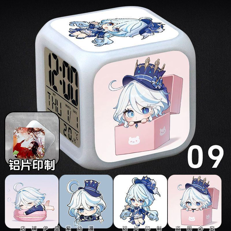 JUA Water God Furina Alarm Clock Genshin Impact Peripheral Colorful Night Light Student Alarm Clock 