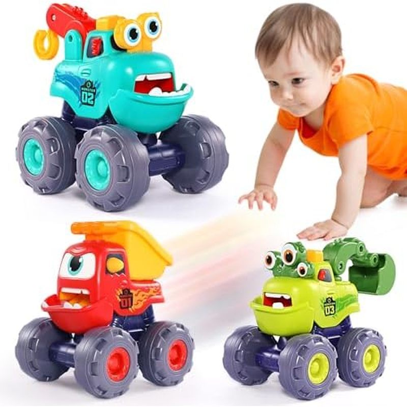 Year Old Boy Gifts, Pull Back Monster Truck Toy Cars for Toddlers 1-3, 1 2 3 One Year Old Boy Birthd