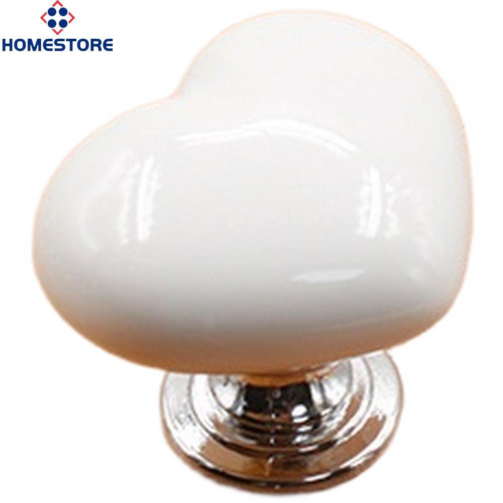 [Homestore]Heart Design Pottery Cabinet Knobs with Zinc Alloy Mounting Hardware for Drawers