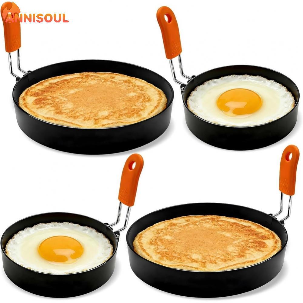 [NISO]Set of 4 Egg Rings for Frying Eggs Pancakes with Foldable Stainless Steel Design