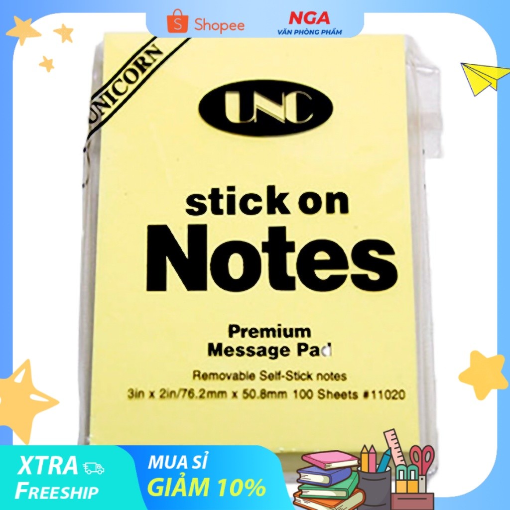 [MUA SỈ GIẢM 10%] [COMBO 3 XẤP] Giấy Note, Giấy Ghi Chú UNC (3x2) inch