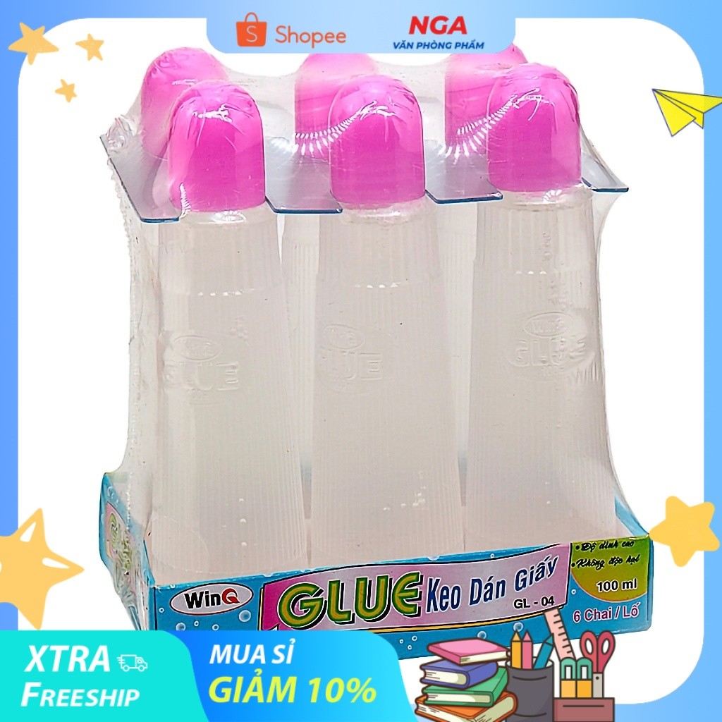 [MUA SỈ GIẢM 10%] Keo hồ dán giấy WinQ GL-04, 100ml (6c/lốc) (1 lốc)