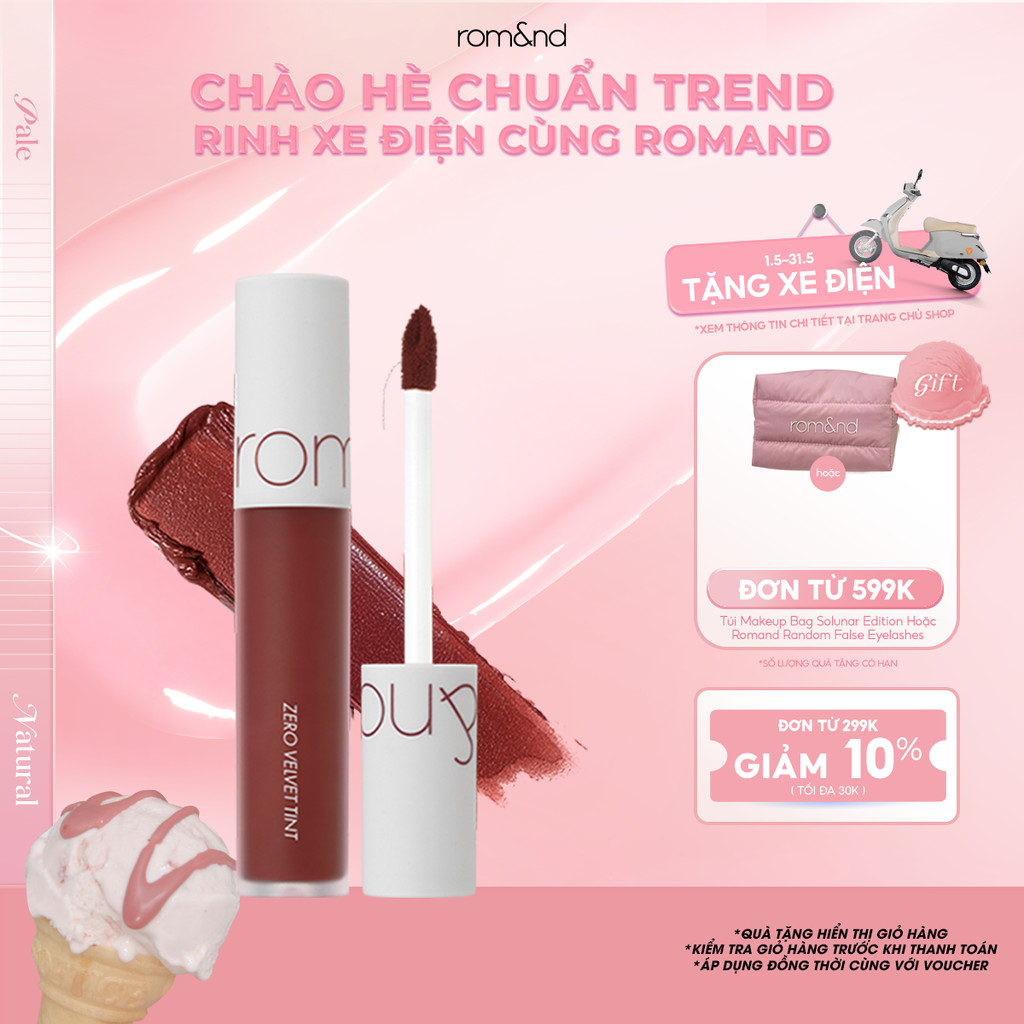 [Rom&nd] Son kem lì cực nhẹ môi Hàn Quốc Romand Zero Velvet Tint 5.5g