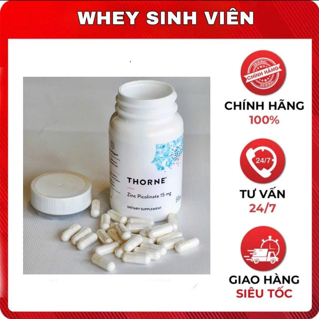 Viên Uống Bổ Sung Kẽm Thorne Zinc Picolinate 15mg Hấp Thụ Cao Hỗ Trợ Tăng Sức Đề Kháng tại Whey Sinh