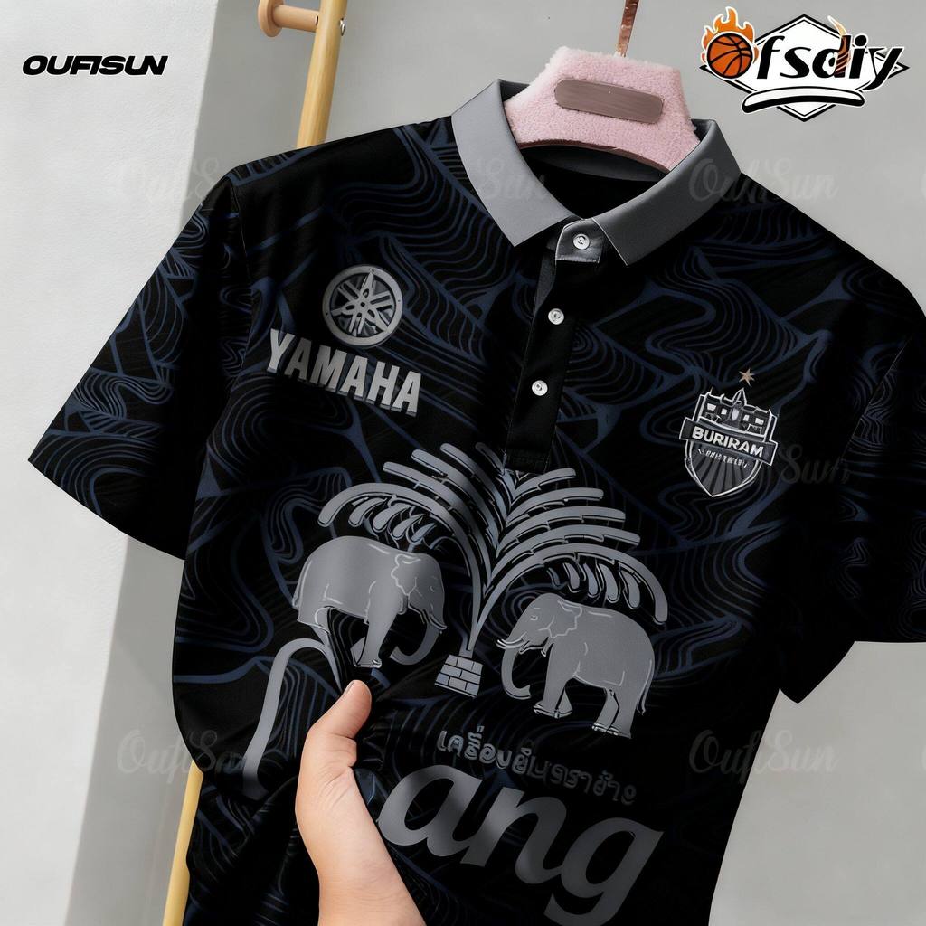 Áo polo đen, áo đấu Buriram United, BURIRAM UNITED JERSEY 2025 / 26, chính hãng từ câu lạc bộ. Áo sơ