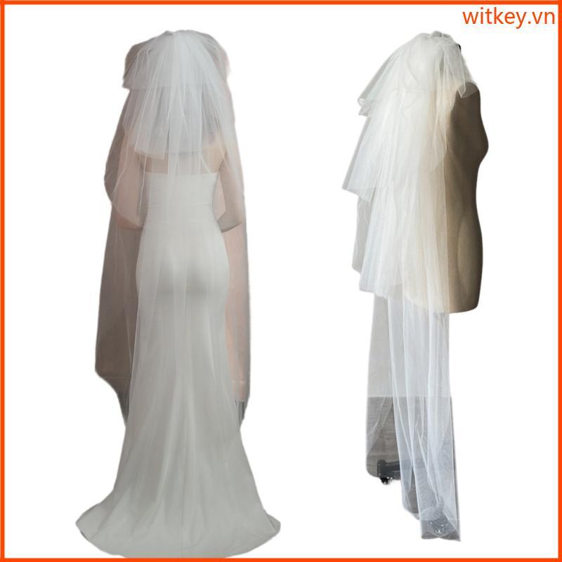 WIT Layered Bridal Veil Bride To Be Bridal Tắm Cưới Veil Trắng