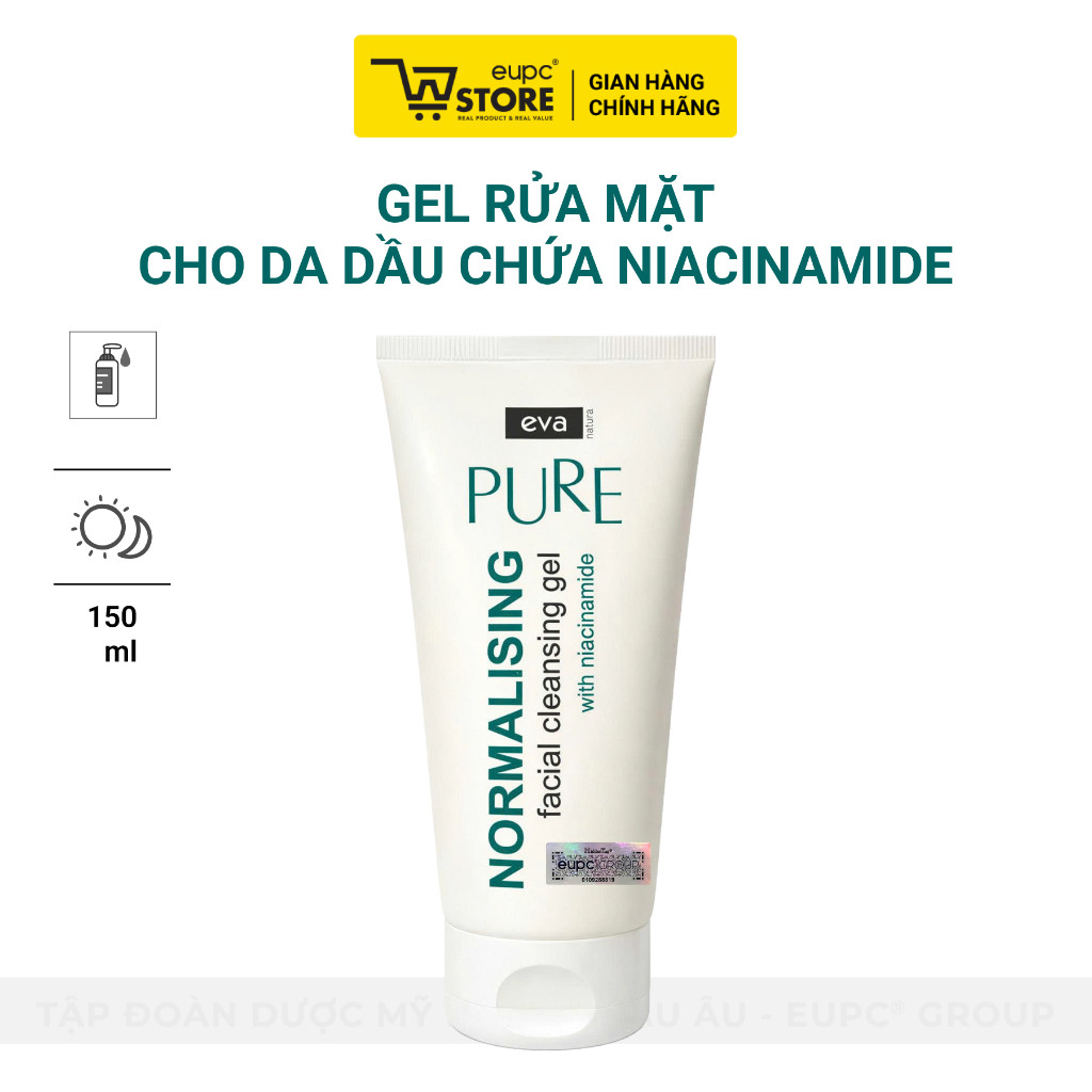 Gel Rửa Mặt Chứa Niacinamide Dành Cho Da Dầu Eva Natura Pure Normalising Facial Cleansing Gel 150ml 