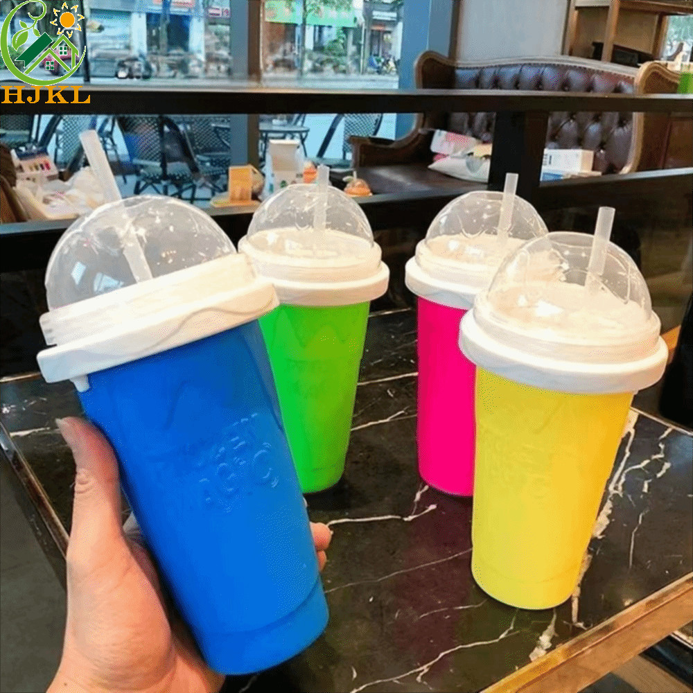 HJKL DIY Juice Water Bottle, có nắp Cốc bóp sinh tố đông lạnh nhanh, Cốc làm kem Silicone Dung tích 