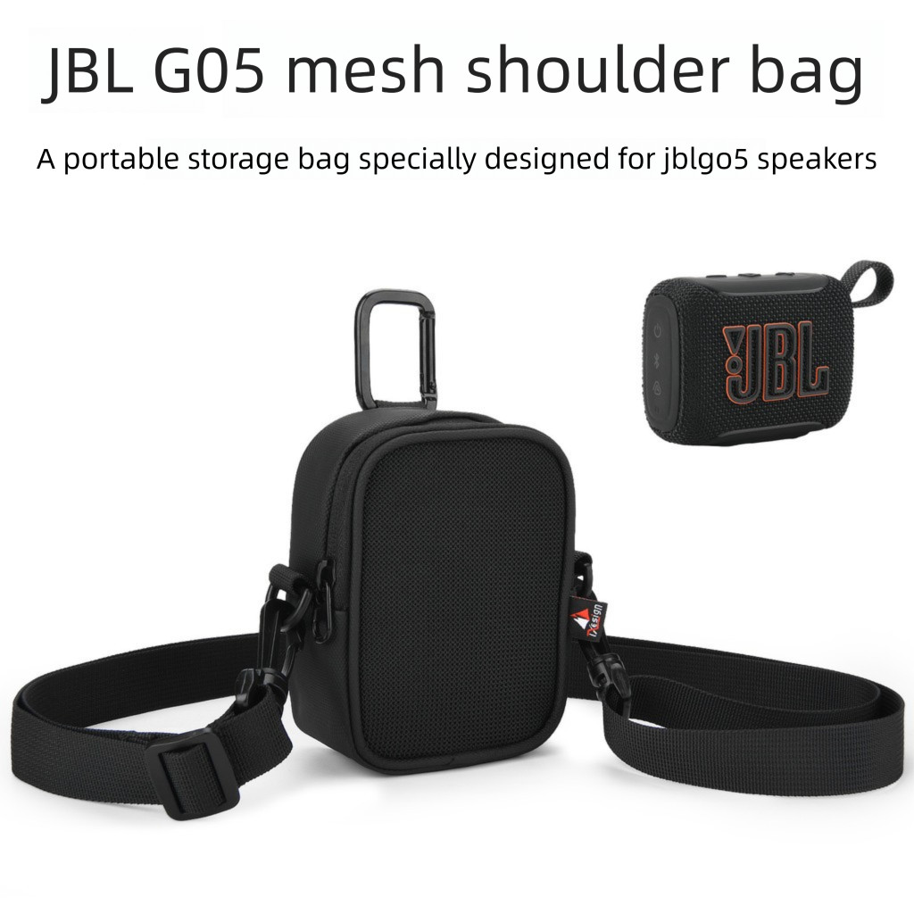 Túi đựng di động cho loa JBL GO5 / GO4 / GO3, Túi đeo chéo lưới có khóa treo và dây đeo vai