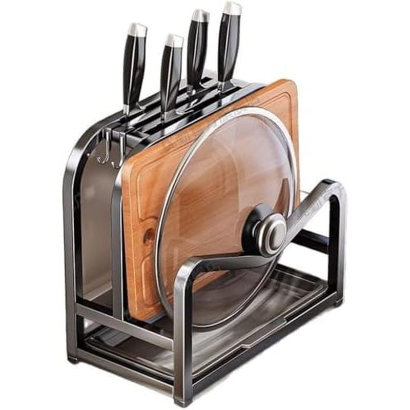 Kitchen knife holder, storage rack, kitchen knife cutting board, pot cover integrated storage rack, 