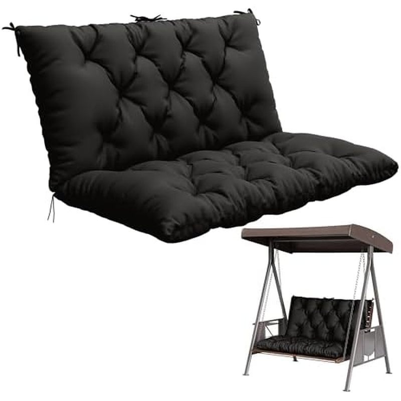 Porch Swing Cushion with Backrest,Waterproof Bench Cushion for Outdoor Furniture,2-3 Seater Replacem