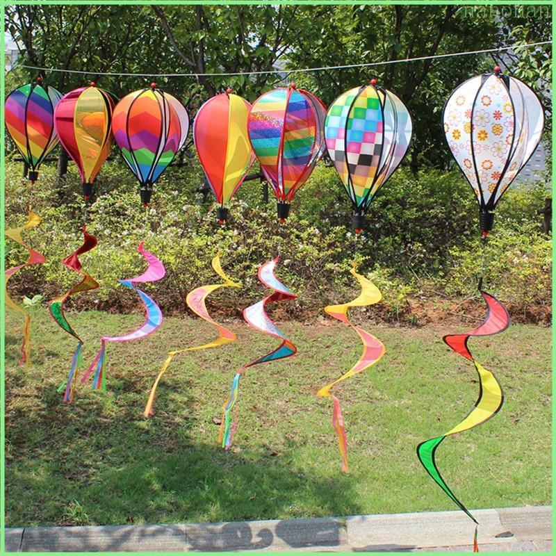 Nan Hot Air Balloon Wind Spinner Nhiều Màu Sắc Kim Sa Lấp Lánh Sọc Treo Gió Spinner