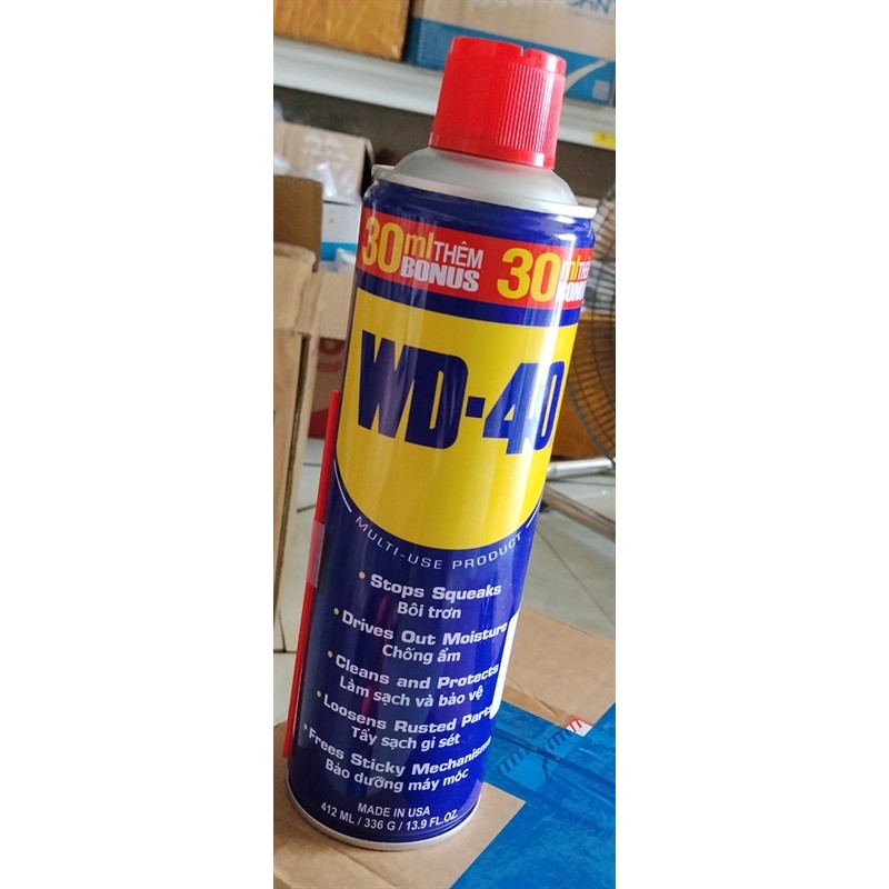 🔥 Chai Xịt Chống Rỉ Sét Bôi Trơn WD-40 412ml Chính Hãng – Tẩy Rỉ, Bảo Dưỡng Đa Năng