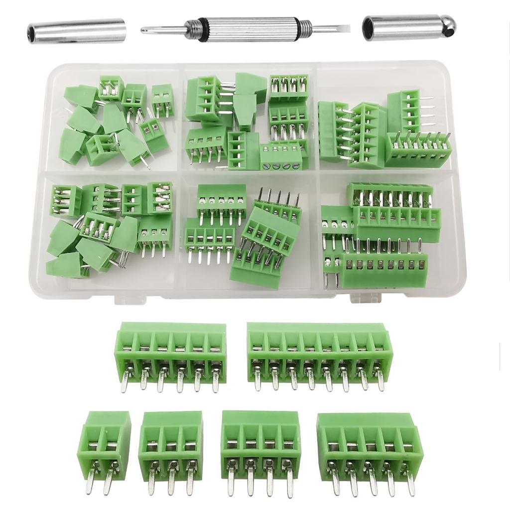 45 Cái 2.54mm 0.1 "Pitch Mini PCB Mount Vít Terminal Block Connector 2P 3P 4P 5P 6P 8P Terminals 150