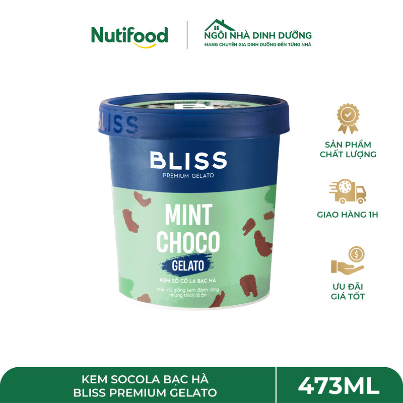 Kem Socola Bạc Hà 473ml Bliss Premium Gelato – The Mát Sảng Khoái