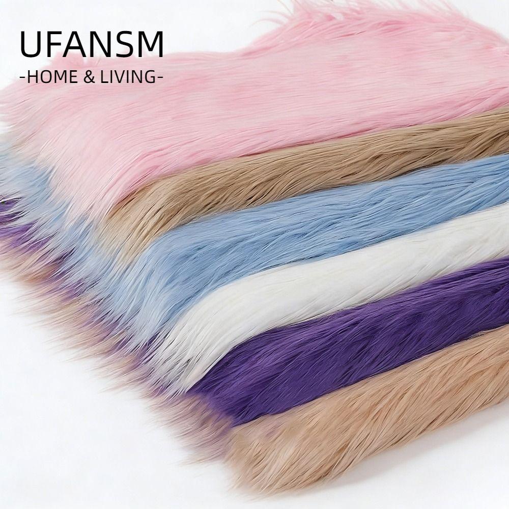 Vải lông giả dài UFASM, Vải lông giả màu trơn 25x45cm, Phụ kiện may vá Tóc dài 9cm Vải may vá may vá