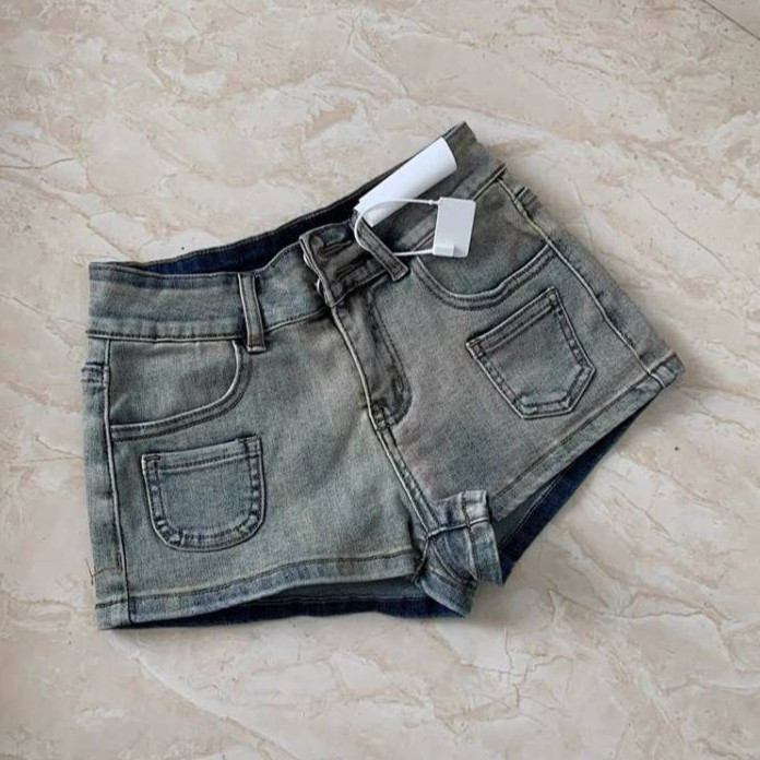 American Retro Hot Girl Denim Shorts Spring and Summer New Pear-Shaped Figure Stretch Slimming A- li
