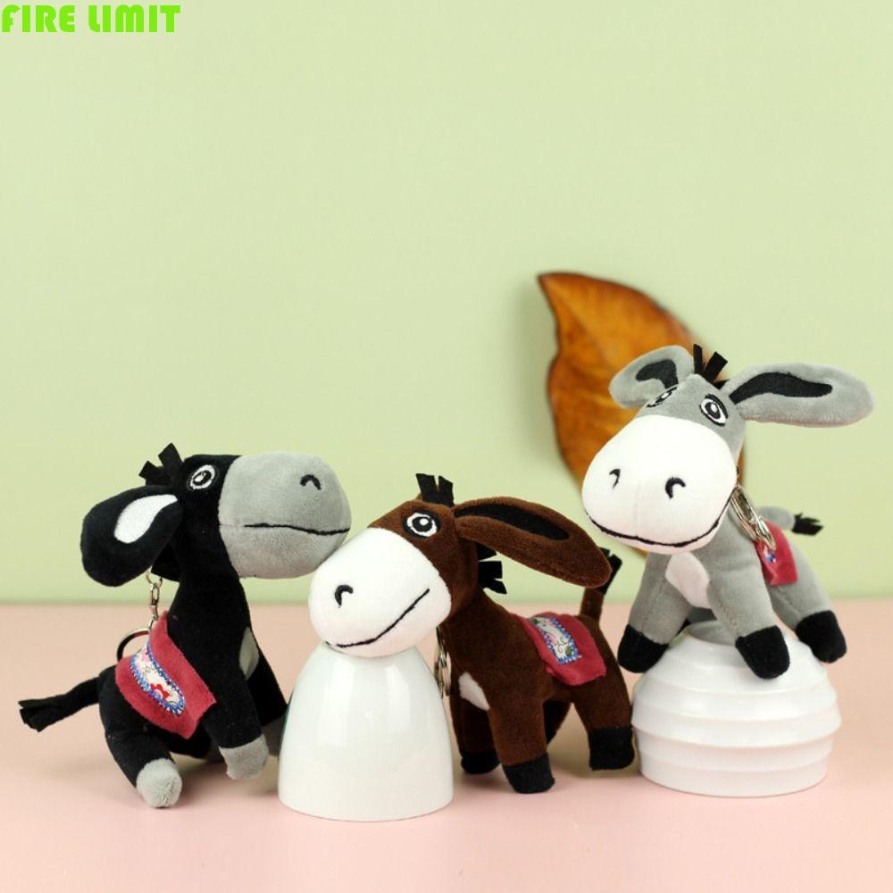 FIRE LIMIT Donkey Sang Trọng Móc Khóa, Fluffy PP Cotton Mini Donkey Búp Bê Nhồi Bông, Fashione Trink