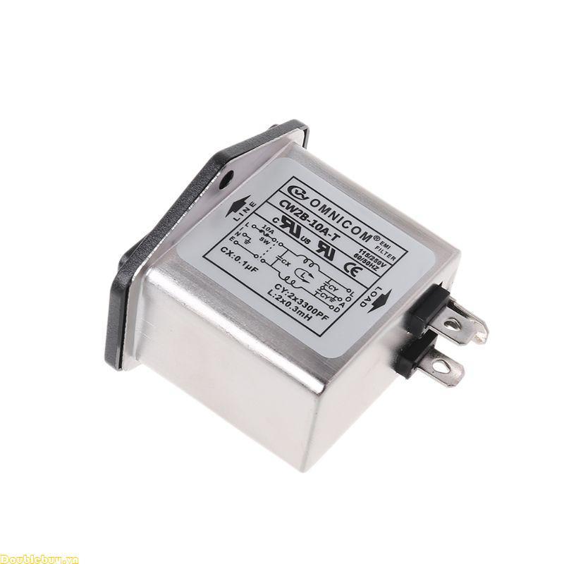 Bộ lọc nguồn Doublebuy CW2B-10A-T EMI Bộ điều hòa dòng ổ cắm một pha AC 115 250V