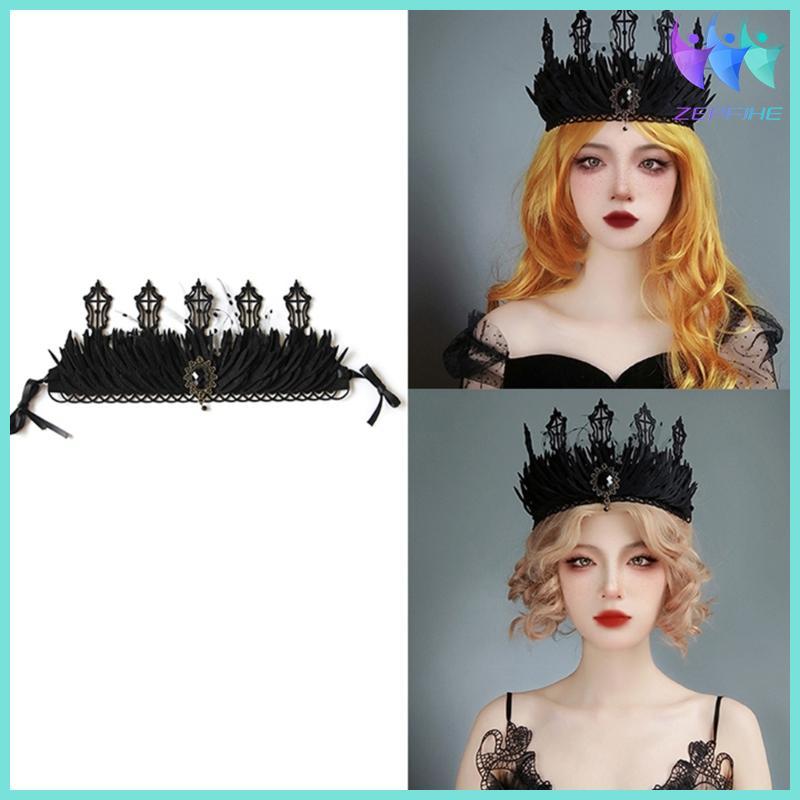 Nio Witch Crown Headpiece Goth Crown Goth Headband Halloween Black Queen Crown