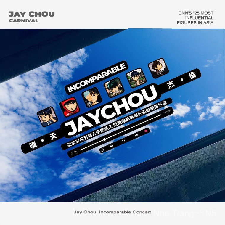 Jay Chou Hàng Hóa Xe Hơi Miếng Dán Điện Xe Trầy Xước Bao Miếng Dán Lời Miếng Dán Cửa Sổ Kính Miếng D