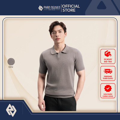 Áo polo dệt kim trơn nam Phan Nguyễn, chất liệu cotton mềm, mát, mịn, xốp, form regular fit APC.306
