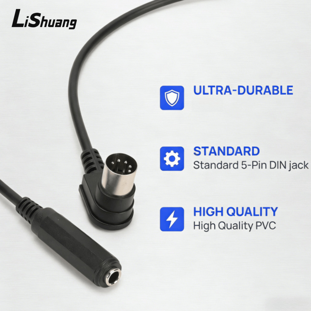 Cáp chuyển đổi âm thanh LISHUANG, Cáp 6.35mm 30cm / 11.8in 6,35mm sang MIDI 5 chân, Cắm và chạy đa n